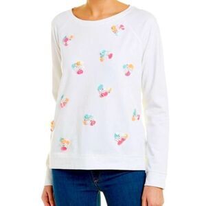 LILLY PULITZER White Beaded Sweatshirt Pullover XXS